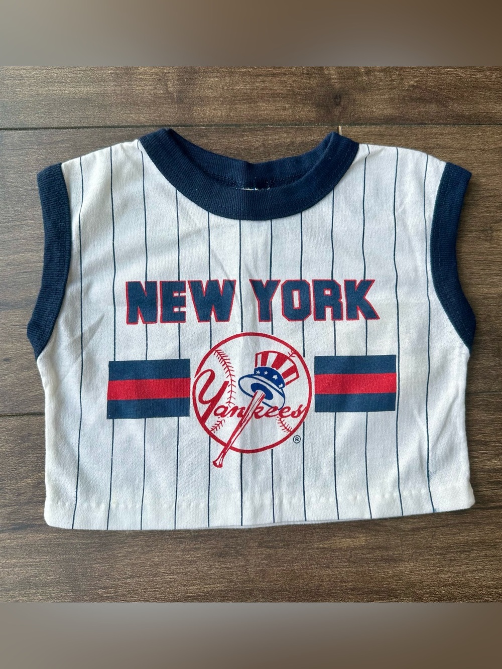 Vintage New York Yankees Pinstripe Sleeveless Crop Top- Size 3T - MLB Retro Logo